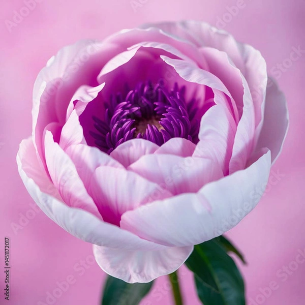 Fototapeta White Peony in Dreamy Ultraviolet Tones with Soft Hazy Light on Pastel Background

