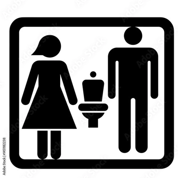 Obraz Restroom sign, toilet, WC, lavatory, restroom symbols, man woman, gender neutral, black and white, vector illustration, simple icon, bathroom sign, public restroom, unisex restroom, accessibility sign