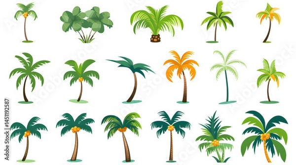 Obraz Collection of Palm Tree Logos for Tropical Island Resorts and Beaches