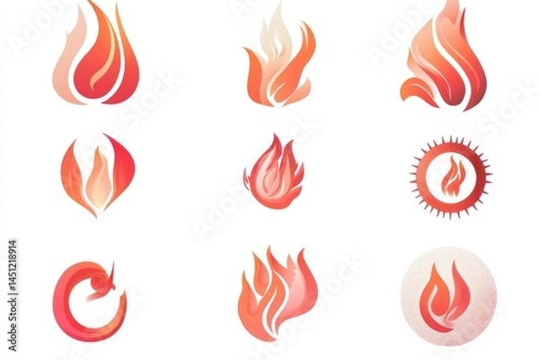 Fototapeta Abstract fire flame icons design, graphic elements, white background, website design