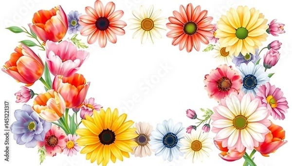 Fototapeta Spring Blossom Square Frame for Poster and Invitation Design