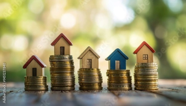 Fototapeta Real Estate Investment Growth:  Visualizing Property Value Appreciation and Financial Success through Homeownership