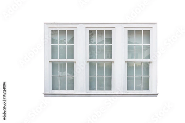 Fototapeta white window frame isolated on white background with clipping path.