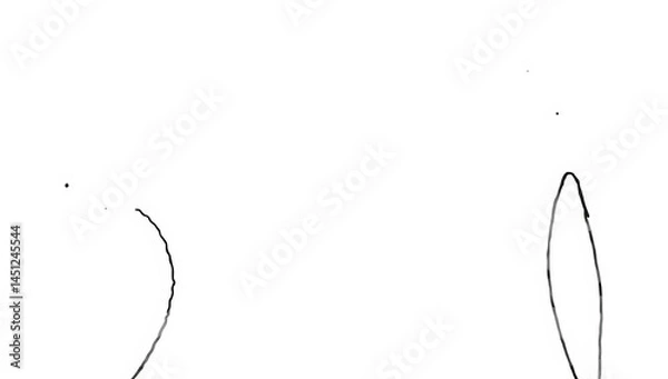 Fototapeta Black Line Art with Minimal Shapes on White Background