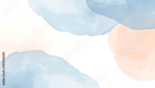 Fototapeta Soft Watercolor Abstract Background in Blue and Peach