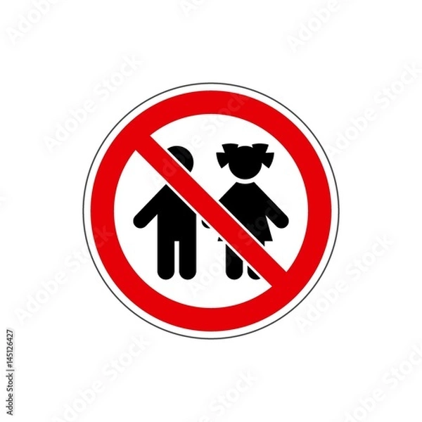 Obraz STOP! Not for children. VECTOR. The icon with a red contour on a white background. For any use. Warns.