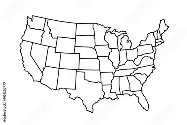 Fototapeta map of united states line drawing vector,usa country maps design vector on white background,united states country map design illustration,usa country map vector on white background 