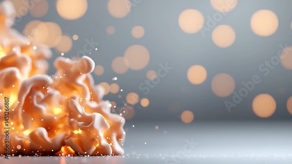 Fototapeta Abstract Cosmic Fire: Glowing Orange and Gold Flames with Bokeh Lights