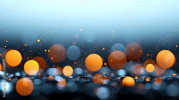 Fototapeta Abstract Festive Background with Orange and Blue Bokeh Lights