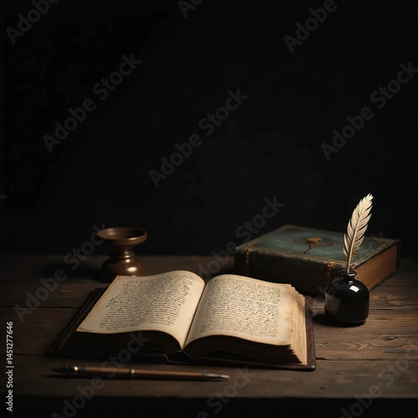 Obraz old book and candle