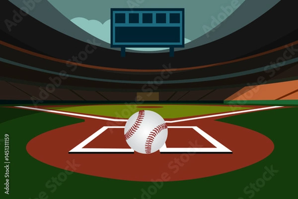 Fototapeta Baseball Softball field flat vector illustration eps 10