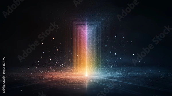 Obraz Portal of Light: A mesmerizing artistic representation of a doorway radiating vibrant beams of light. Envision a passage into a world of opportunity.