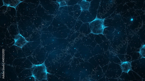 Obraz Mysterious Neurons: a visually stunning view of interconnected neurons, glowing with a vibrant blue hue, evokes the intricacies of human cognition. 