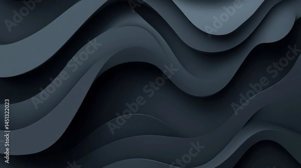 Fototapeta Elegant dark blue abstract background with flowing layers and shadows
