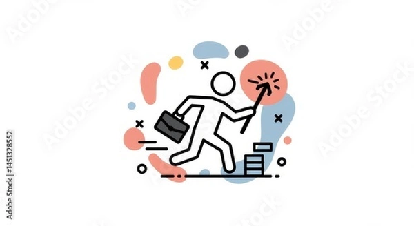 Fototapeta Dynamic Business Leader Climbing Towards Success with Innovative Strategies