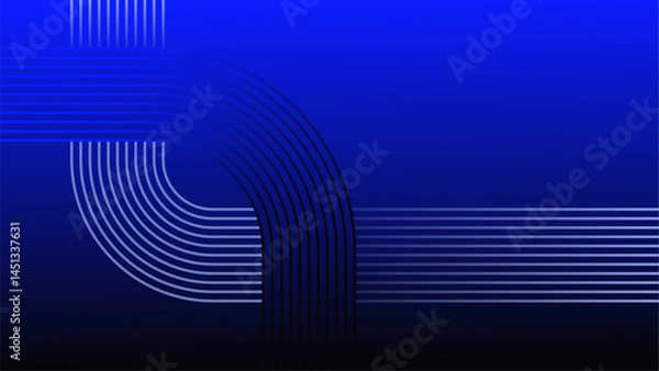 Obraz Abstract glowing wave lines on dark blue background. Dynamic wave pattern. Modern flowing wavy lines. Futuristic technology concept. Suit for banner, poster, cover, brochure, flyer, website
