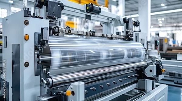 Fototapeta Laminating and Rewinding Protective Film Machine with Clamping Rollers for Edge Banding 