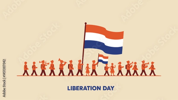 Obraz Dutch Liberation Day Parade with Flag and Musicians