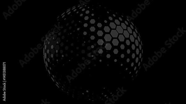 Fototapeta Abstract Spherical force field. Glass transparent protection sphere shield with hexagonal pattern, symbolizing protection, energy, and advanced technology. Protection and safety concept. 