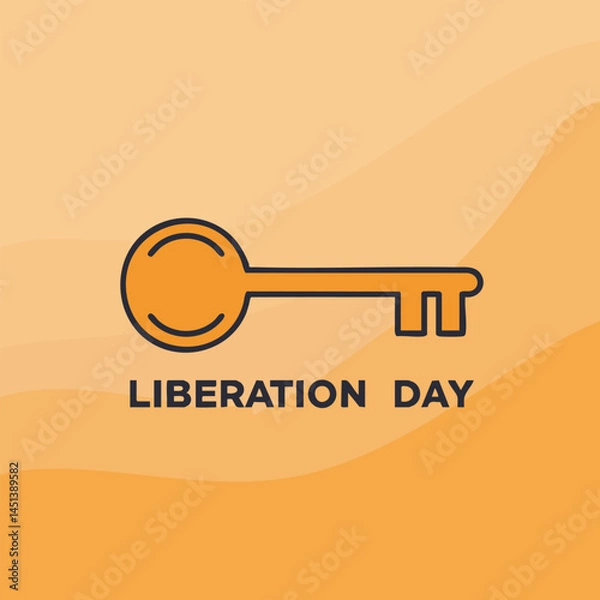 Obraz Orange Key Symbolizing Liberation Day with Bold Black Outline