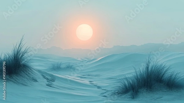 Obraz Pastel desert landscape bathed in soft sunlight.