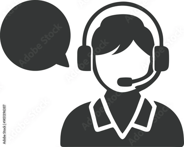 Obraz Agent with Headset and Speech Bubble Icon