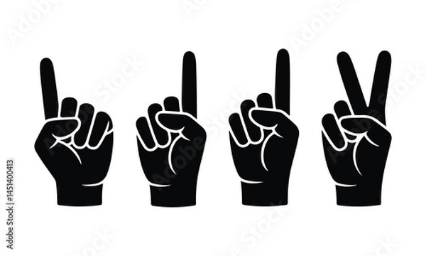 Fototapeta set of hand gestures silhouette vector illustration.