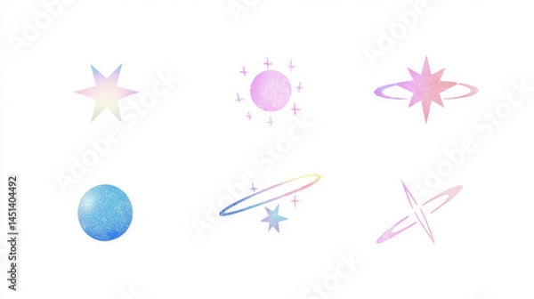 Obraz Starlight, star shape, planet, tattoo design, simple space icon, set of abstract icons