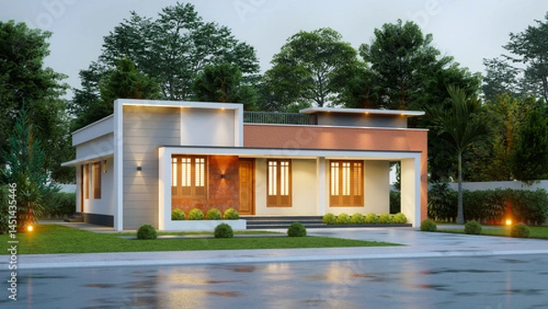 Fototapeta 3d illustration of a newly built luxury home
