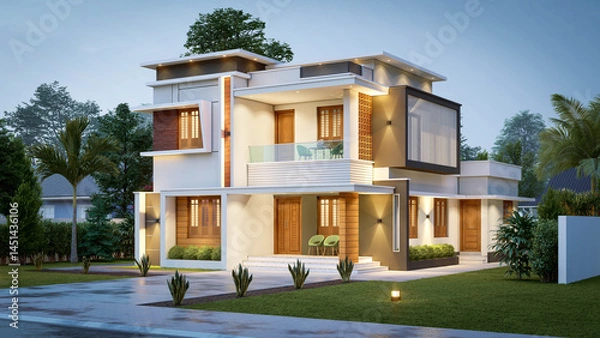 Fototapeta 3d illustration of a newly built luxury home
