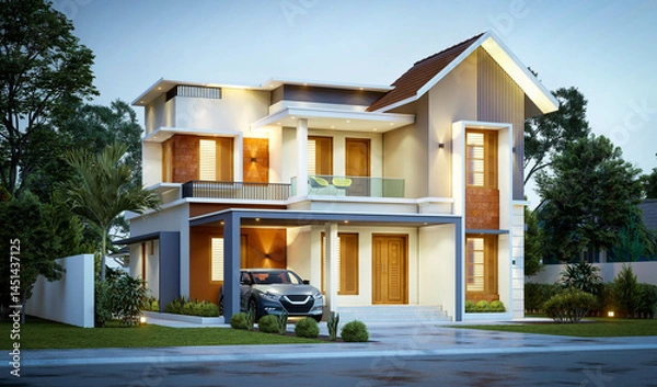 Fototapeta 3d illustration of a newly built luxury home
