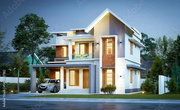Fototapeta 3d illustration of a newly built luxury home
