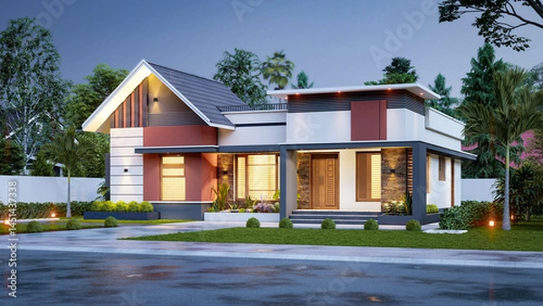 Fototapeta 3d illustration of a newly built luxury home
