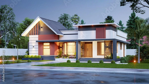 Fototapeta 3d illustration of a newly built luxury home

