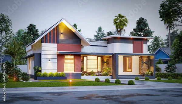 Fototapeta 3d illustration of a newly built luxury home
