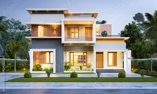 Fototapeta 3d illustration of a newly built luxury home
