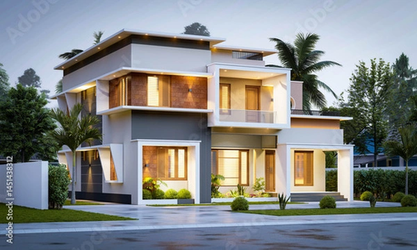 Fototapeta 3d illustration of a newly built luxury home

