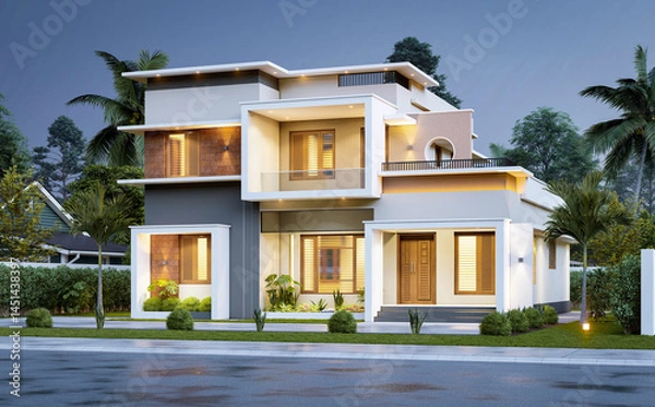 Fototapeta 3d illustration of a newly built luxury home
