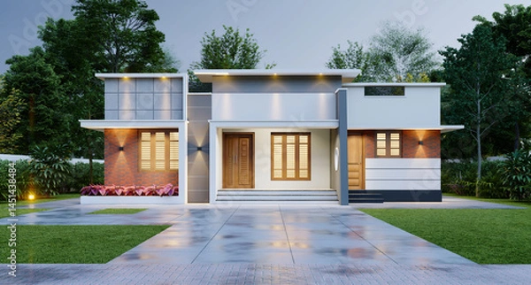 Fototapeta 3d illustration of a newly built luxury home
