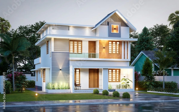 Fototapeta 3d illustration of a newly built luxury home
