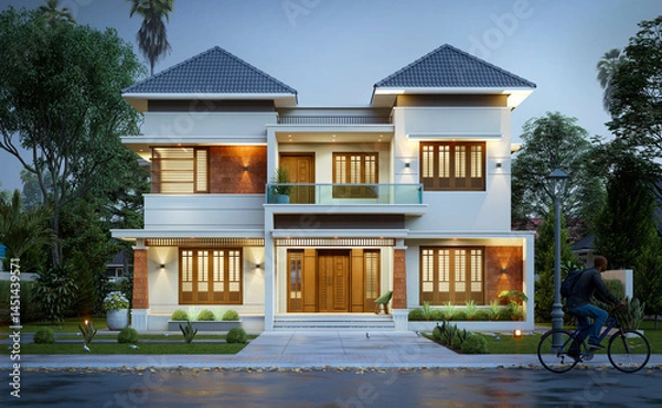 Fototapeta 3d illustration of a newly built luxury home
