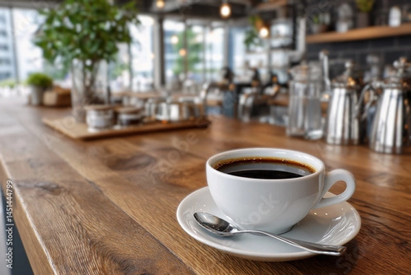 Fototapeta 行きつけのコーヒーショップでコーヒータイム