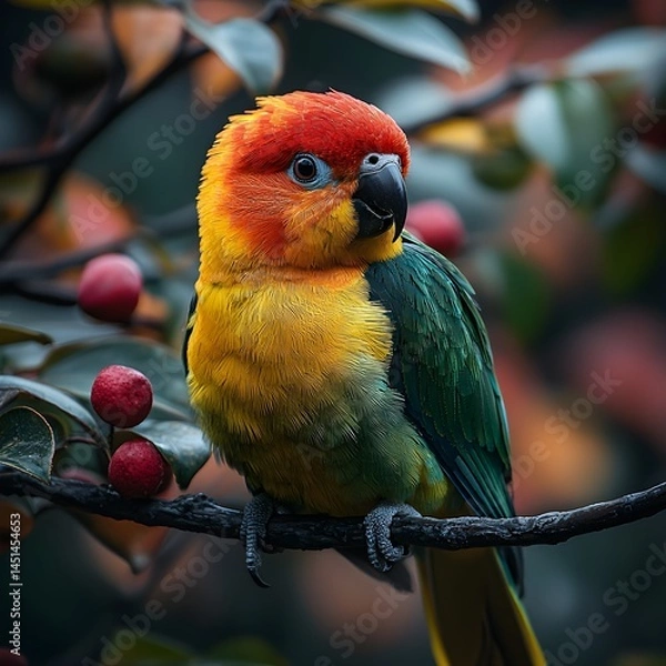 Fototapeta Vibrant Bird Perched on Tree Branch