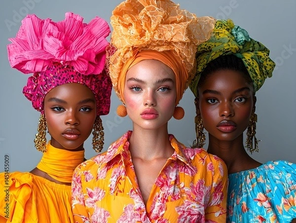 Fototapeta "Diverse Women in Colorful Head Coverings"