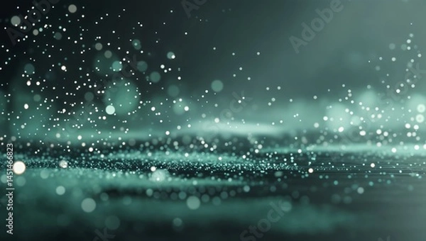 Obraz Abstract teal particle effect with bokeh and light