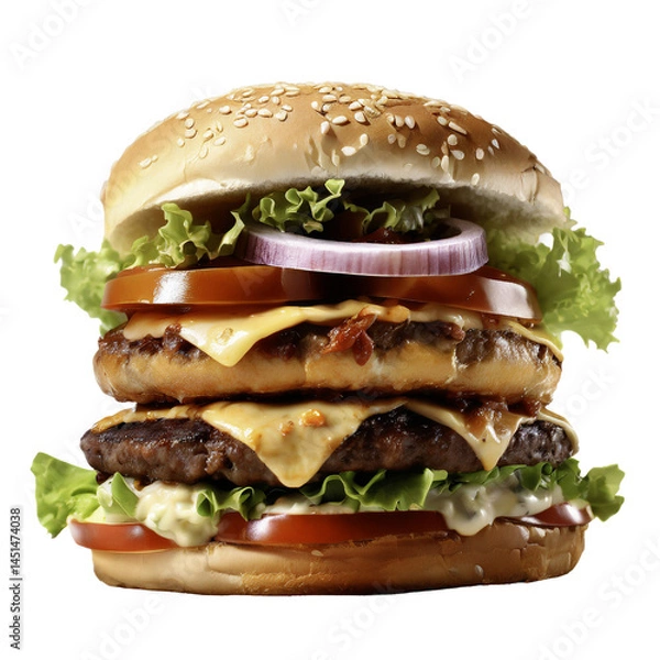 Fototapeta cheeseburger isolated on transparent background