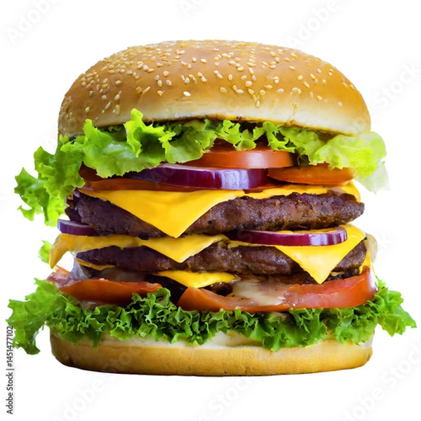 Fototapeta cheeseburger isolated on transparent background