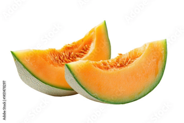 Fototapeta Sliced melon halves isolated on transparent png background