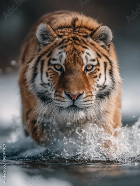 Obraz a tiger leaping across a stream