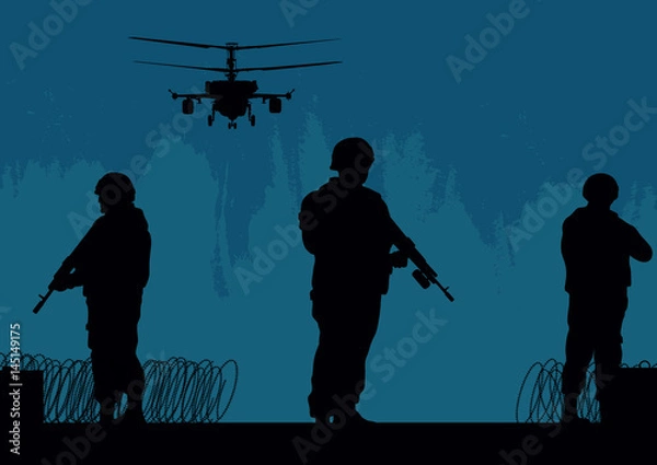 Fototapeta Soldiers on the performance of the combat mission.